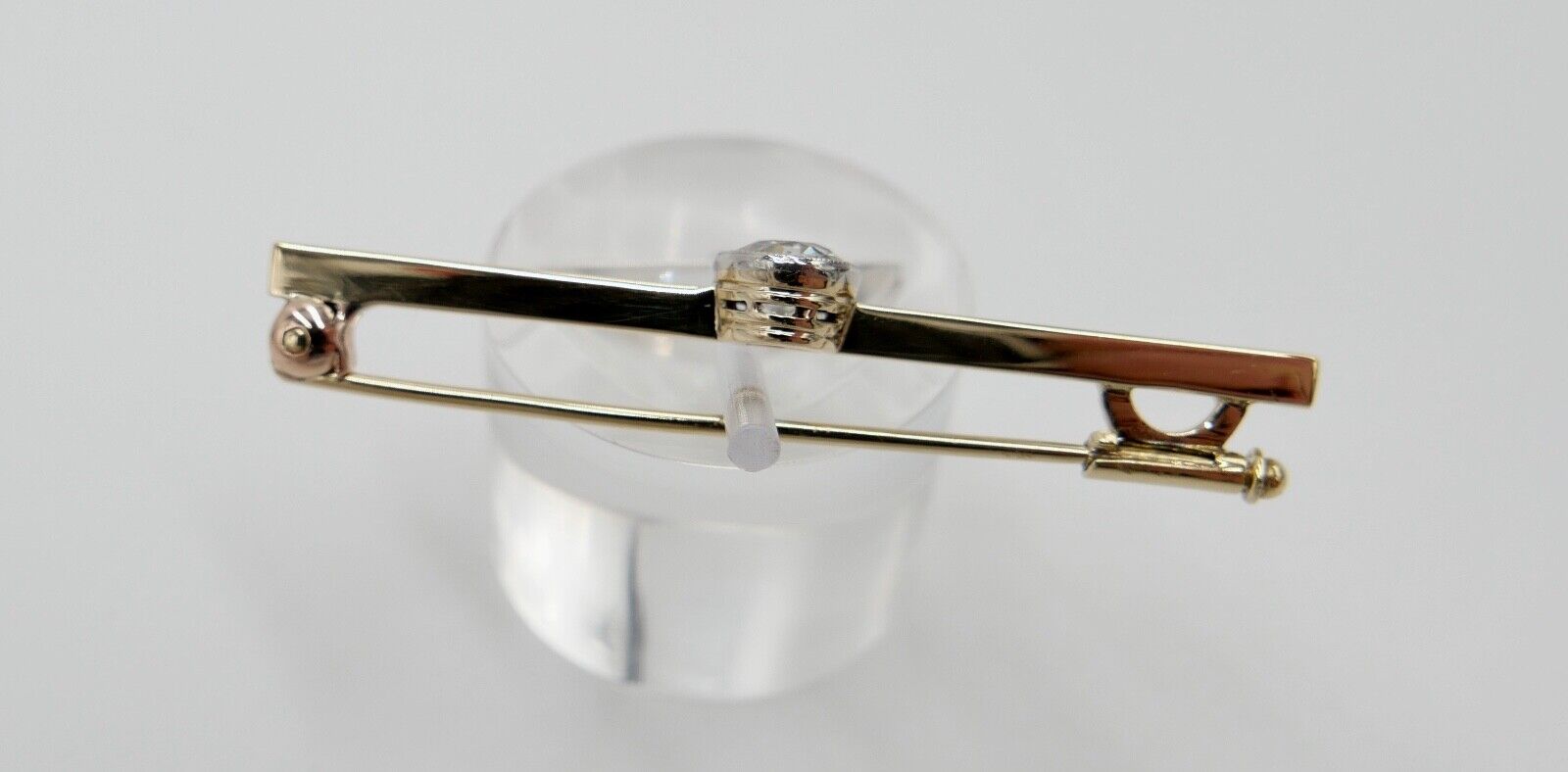 Alte Stabbrosche Bajonettverschluß 0,75 Ct Altschliff Diamant 45mm 585 14K Gold - Antikhandel-Stuttgart