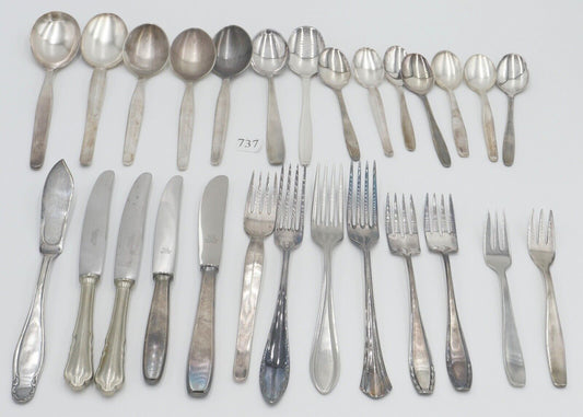 27 Teile Posten Berndorf Besteck diverse Modelle 90er Silber Löffel Gabel Messer - Antikhandel-Stuttgart
