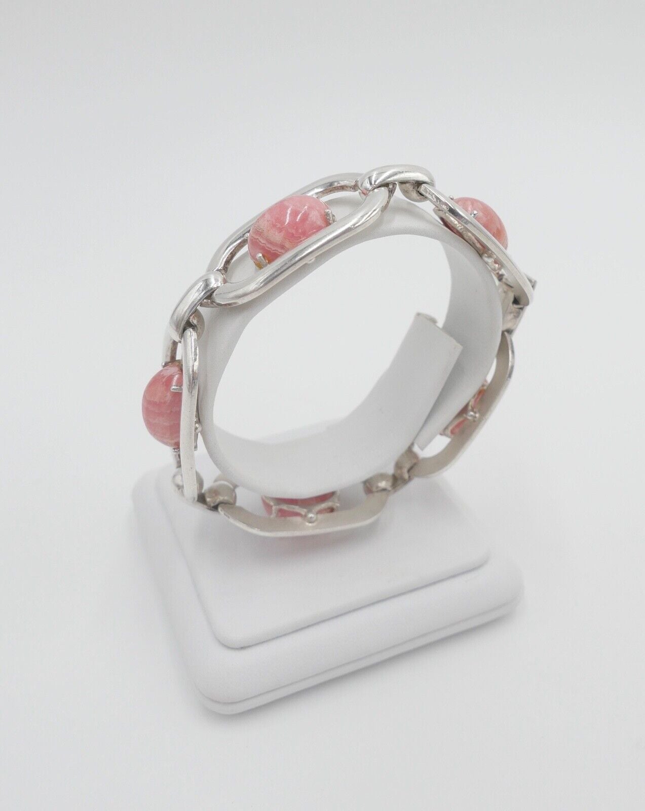 vintage 80er Jahre Silber 835 Glieder - Armband mit Rhodochrosit - Antikhandel-Stuttgart