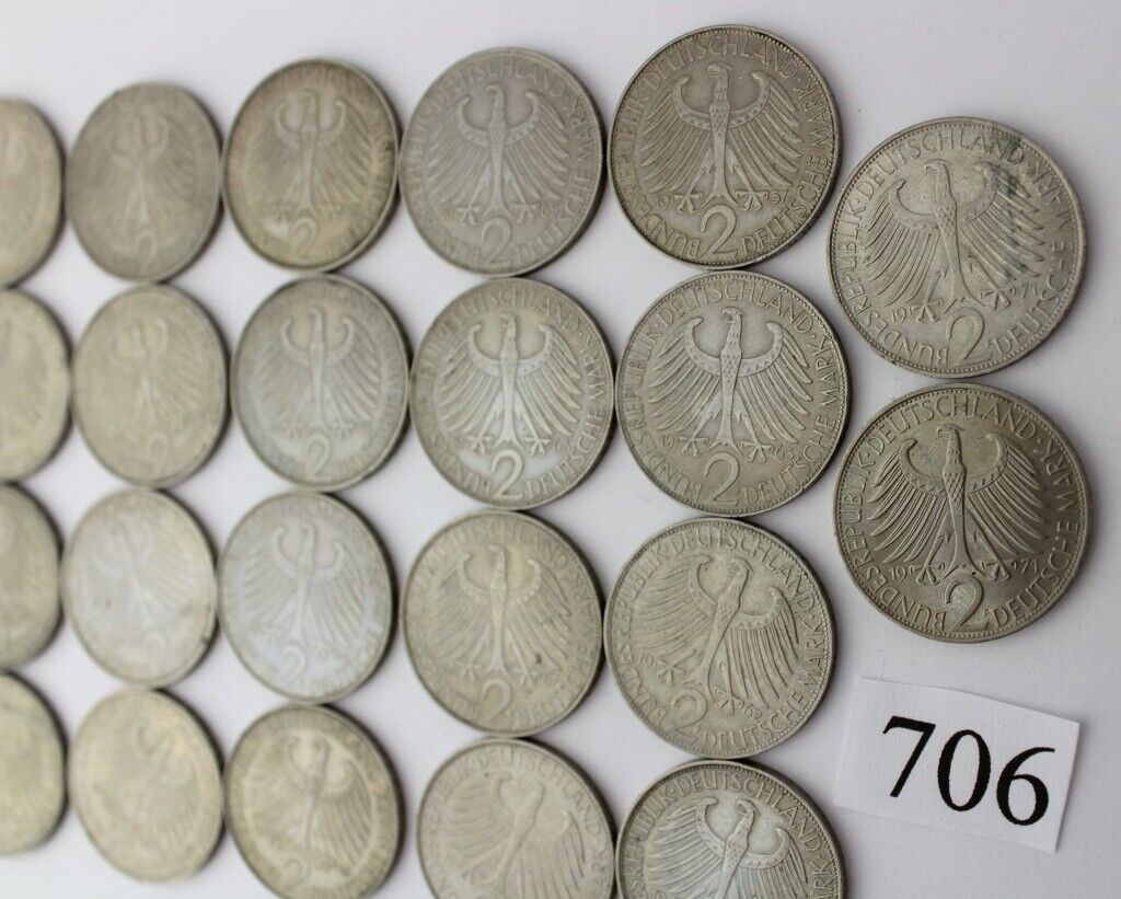 22x 2 DM Mark MAX PLANCK 1957 - 1971 Jäger J. 392 1957 1958 1959 - Antikhandel-Stuttgart