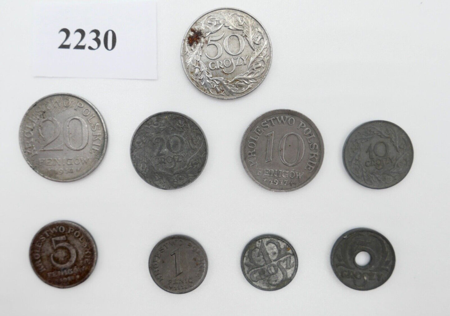 Posten Lot POLEN 1917-1939 Fenigow & Grozny Münzen 9 Stück Polskie - Antikhandel-Stuttgart