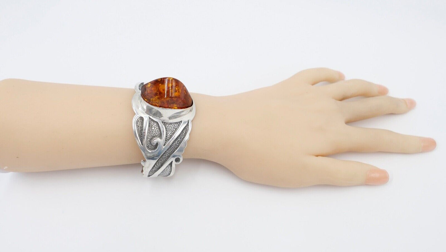 vintage Silber 925 Bernstein Armband Armreif Armspange Sterlingsilber - Antikhandel-Stuttgart