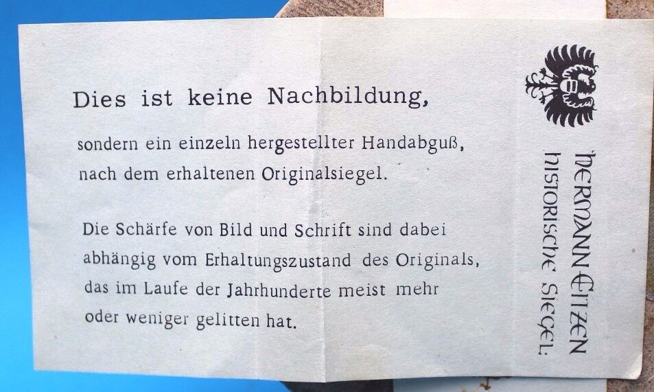 WETZLAR Stadtsiegel 1374 Historische Siegel Eitzen Historical seals - Antikhandel-Stuttgart
