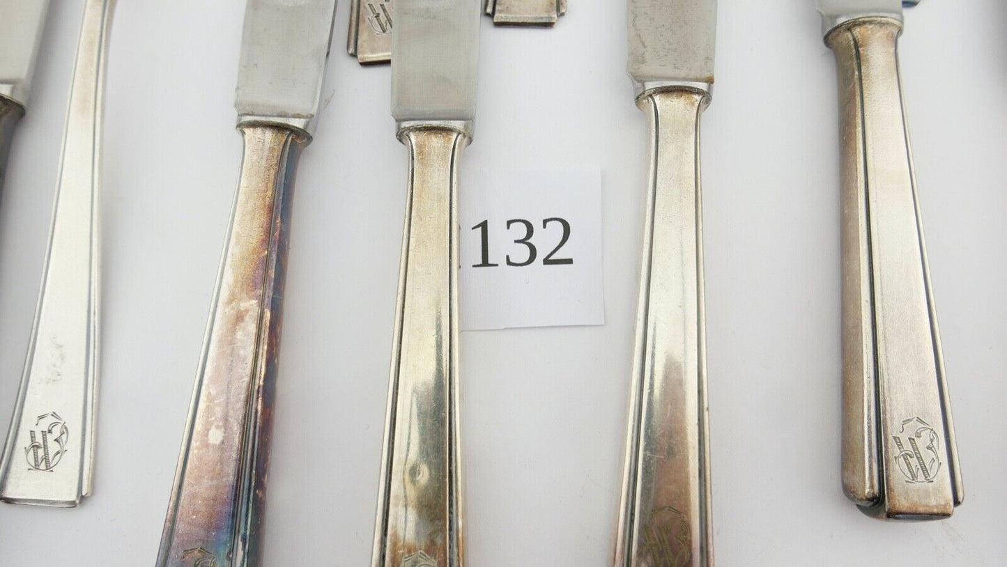 Art Deco " GEBR. HEPP 90 " 36 Tlg. cutlery Besteck 1930er 1940er Monogramm JW WJ - Antikhandel-Stuttgart