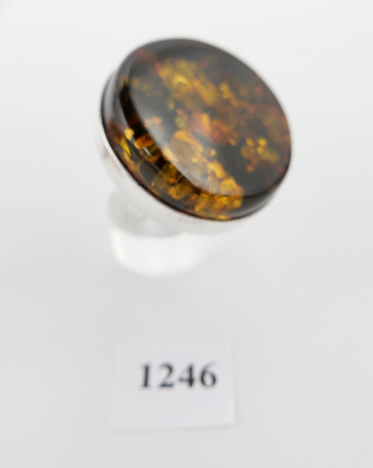 Bernstein Designer Ring Gr. 62 Silber 925 - Antikhandel-Stuttgart