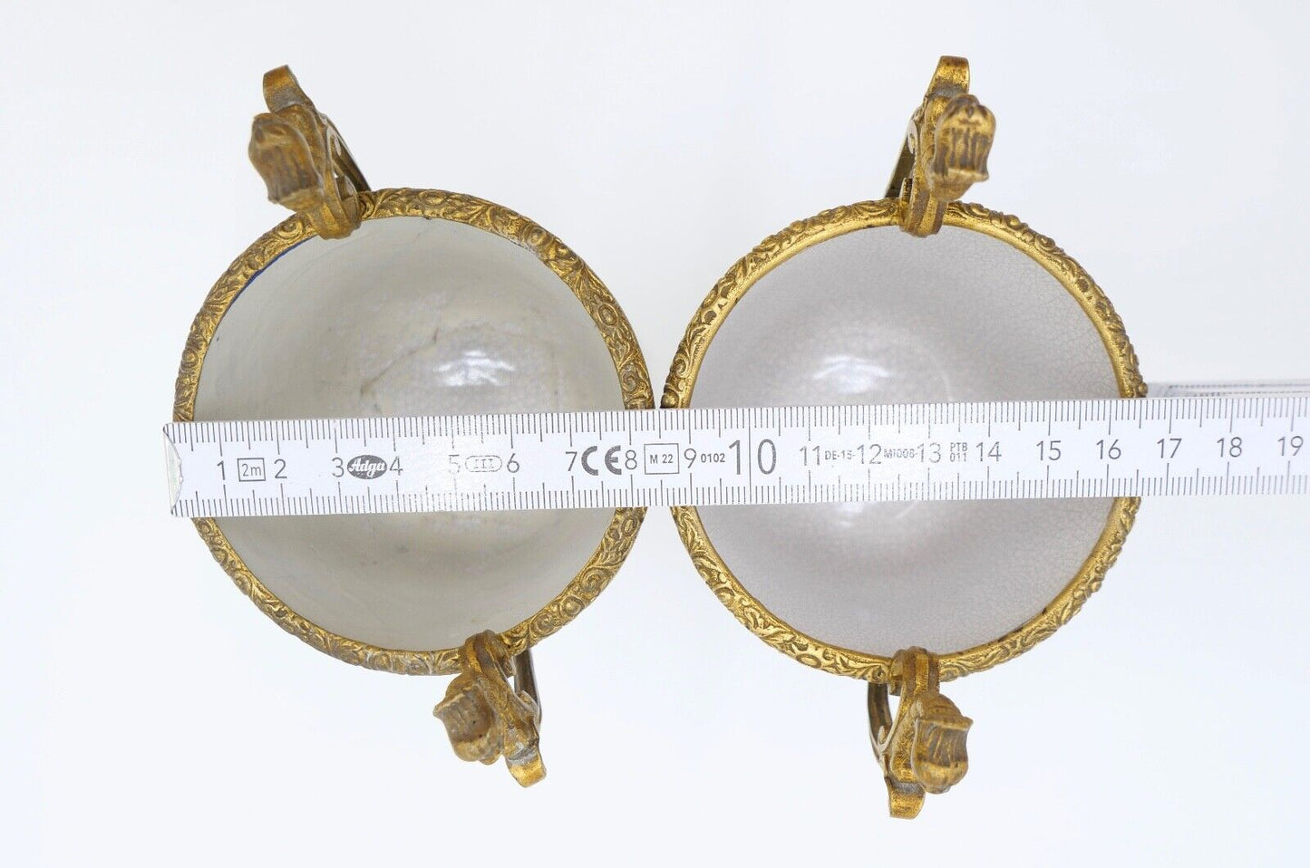 antik Mitte 19. Jhd 2x Kelch Becher Pokal feuervergoldet handbemalt Krakelee - Antikhandel-Stuttgart