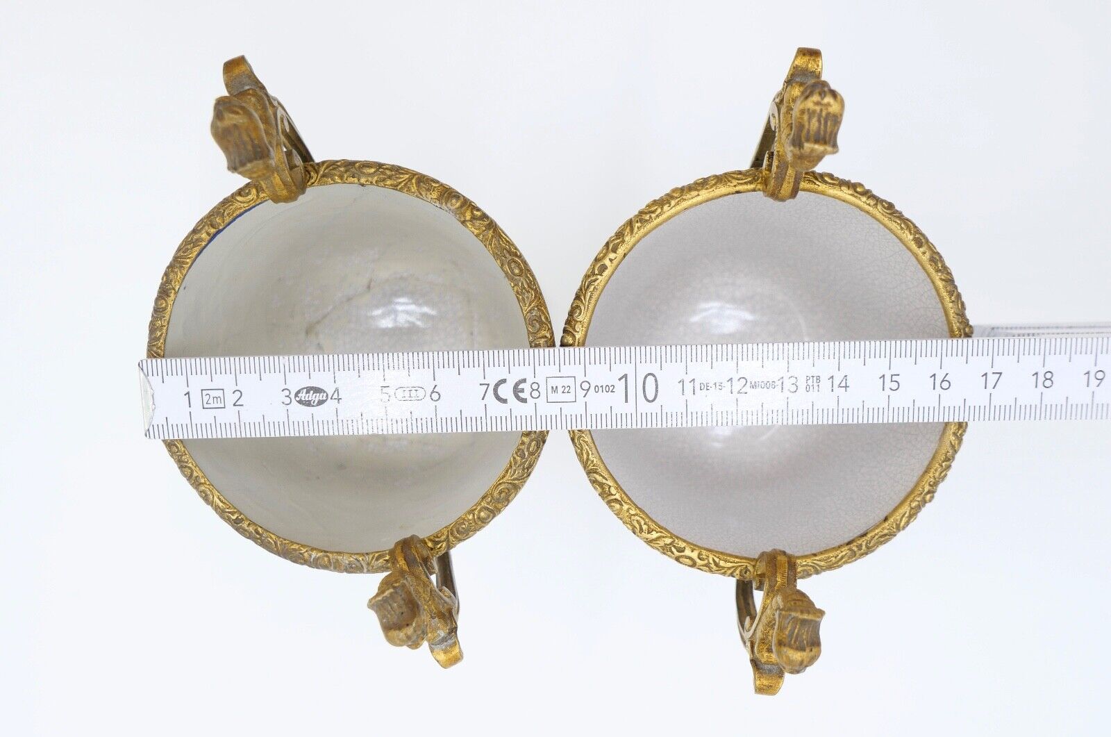 antik Mitte 19. Jhd 2x Kelch Becher Pokal feuervergoldet handbemalt Krakelee - Antikhandel-Stuttgart