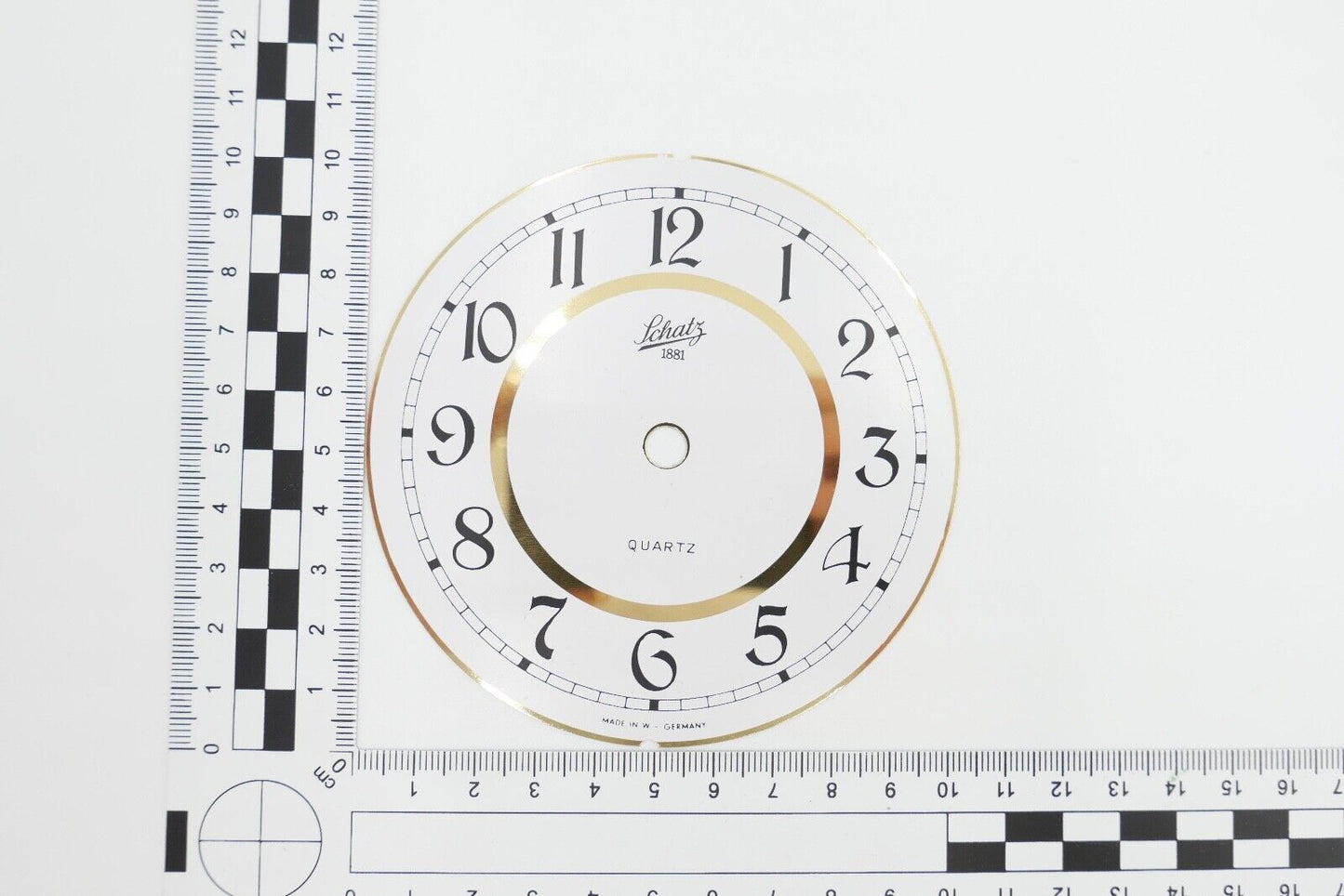 NEU aus Uhrmacherauflösung SCHATZ 1881 Quartz Zifferblatt Ersatzteile Messing - Antikhandel-Stuttgart
