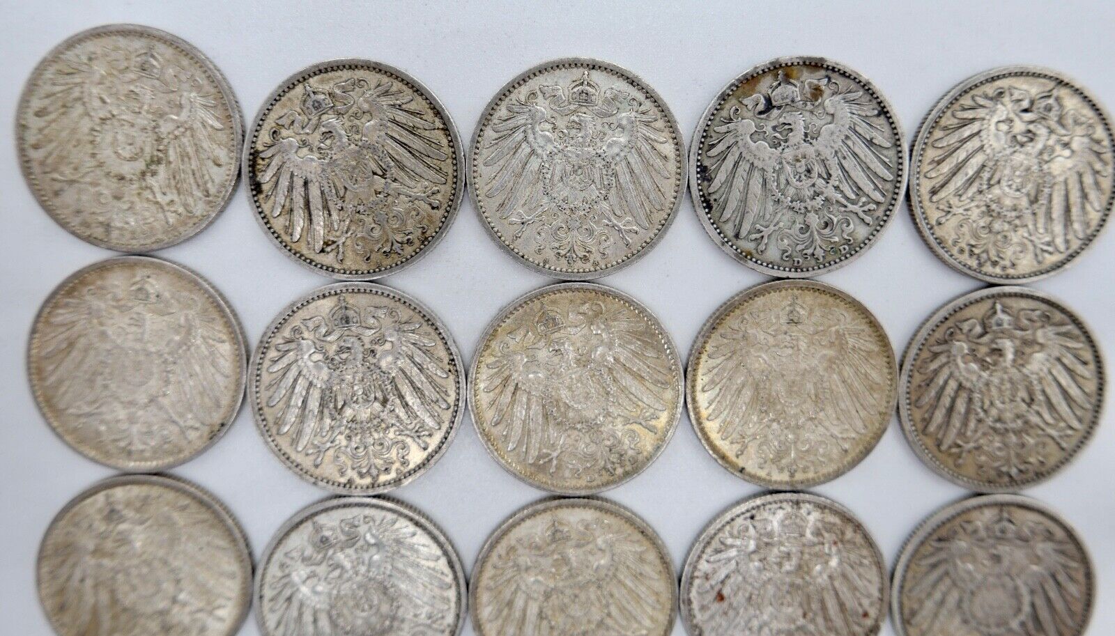 19x 1 Mark 1901 1905 1909 1910 1912 1914 1915 J D G A Silbermünze Jäger J.17 - Antikhandel-Stuttgart