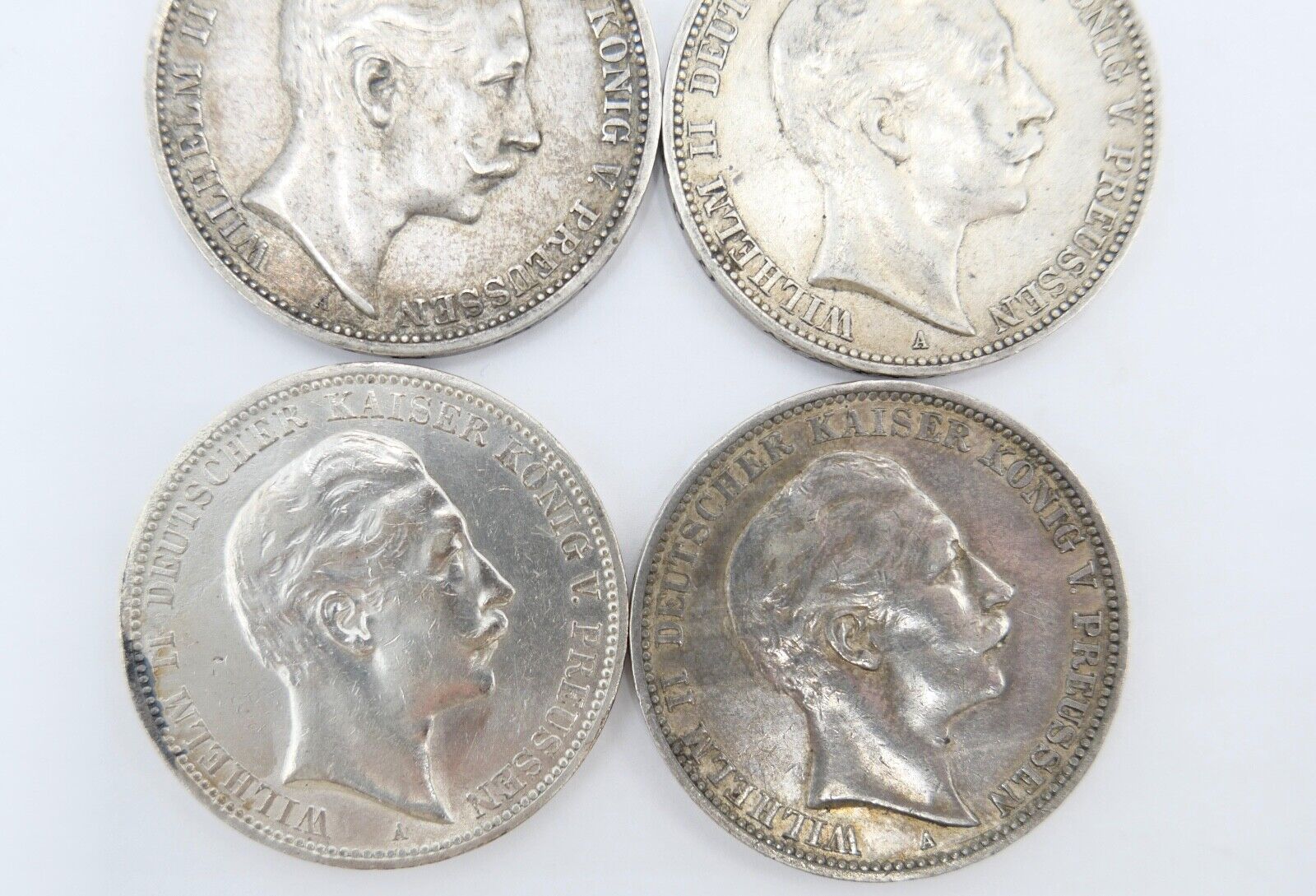 5 Stück 3 Mark 1908 Wilhelm II. Jäger J.103 Dt. Kaiserreich Silber Preussen - Antikhandel-Stuttgart