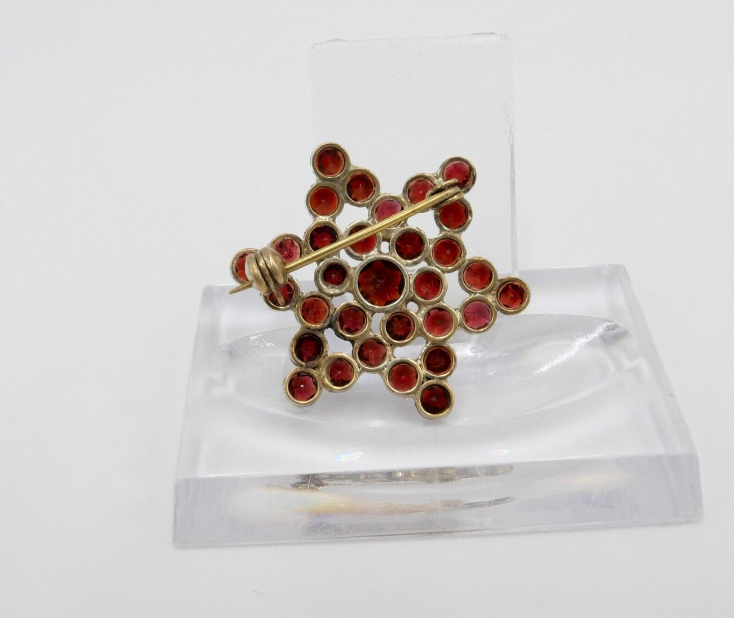 alte Stern Granat Brosche vergoldet 4,8 gr - Antikhandel-Stuttgart