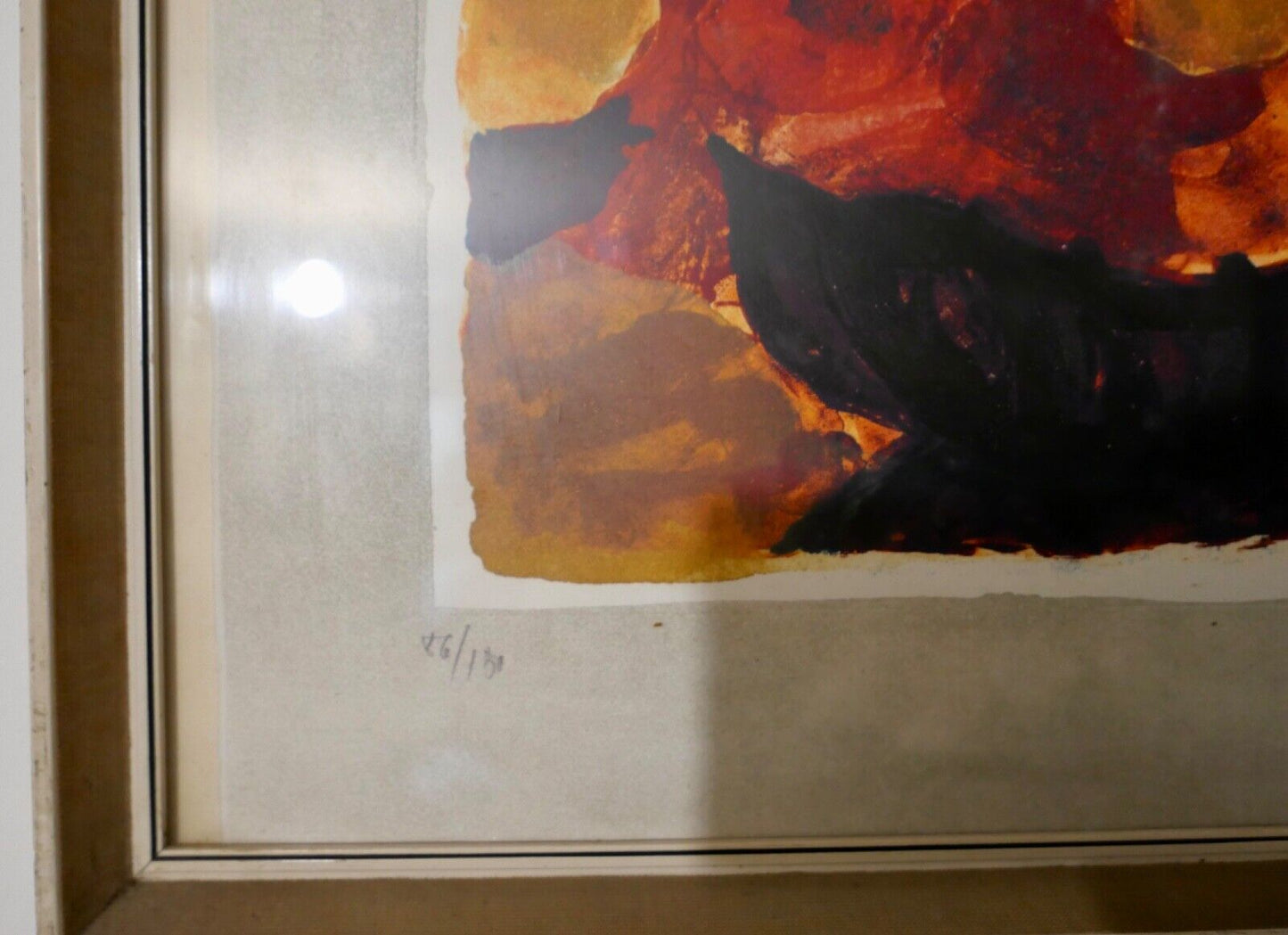 Aquarell signiert 52x42 cm Bild Bunt in Glass Rahmen - Antikhandel-Stuttgart