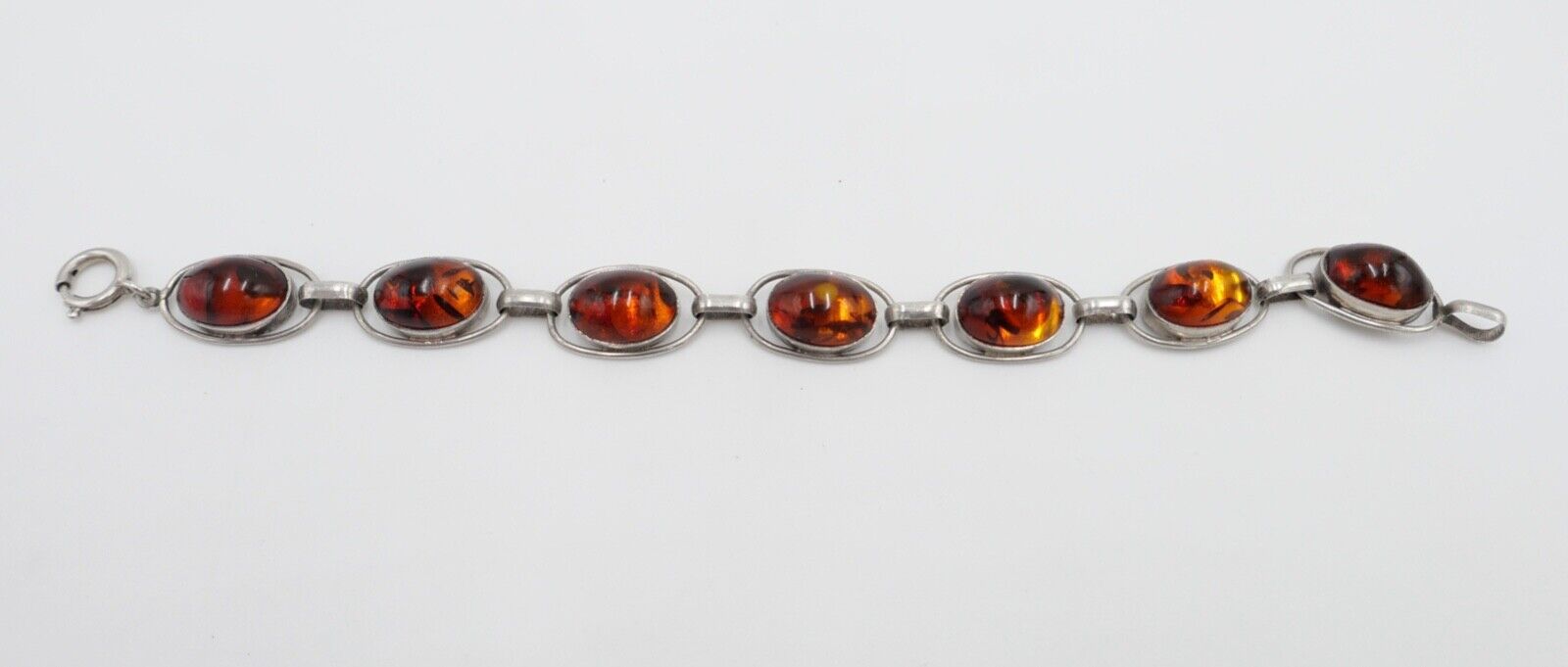 Altes 835 Silber Bernstein Gliederarmband HANDARBEIT Armband - Antikhandel-Stuttgart