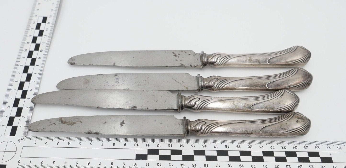 4x ALTE CHRISTOFLE PARIS VERSILBERT MESSER / BESTECK Silberauflage 20-30er Jahre - Antikhandel-Stuttgart
