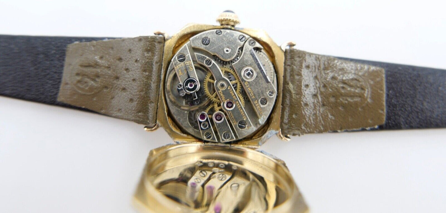 1930er Herren Damen Uhr Henry Blank & Co and Cresarrow USA 585 14K Gold Saphire - Antikhandel-Stuttgart