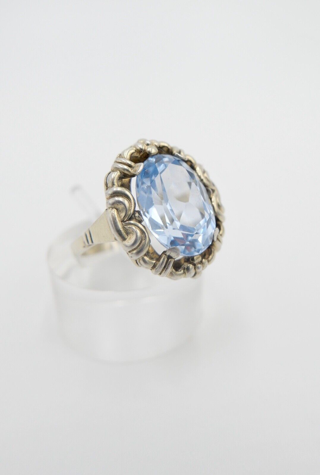 JUGENDSTIL Damenring 935 Silber vergoldet Gr. 54 synthetischer Spinell - Antikhandel-Stuttgart