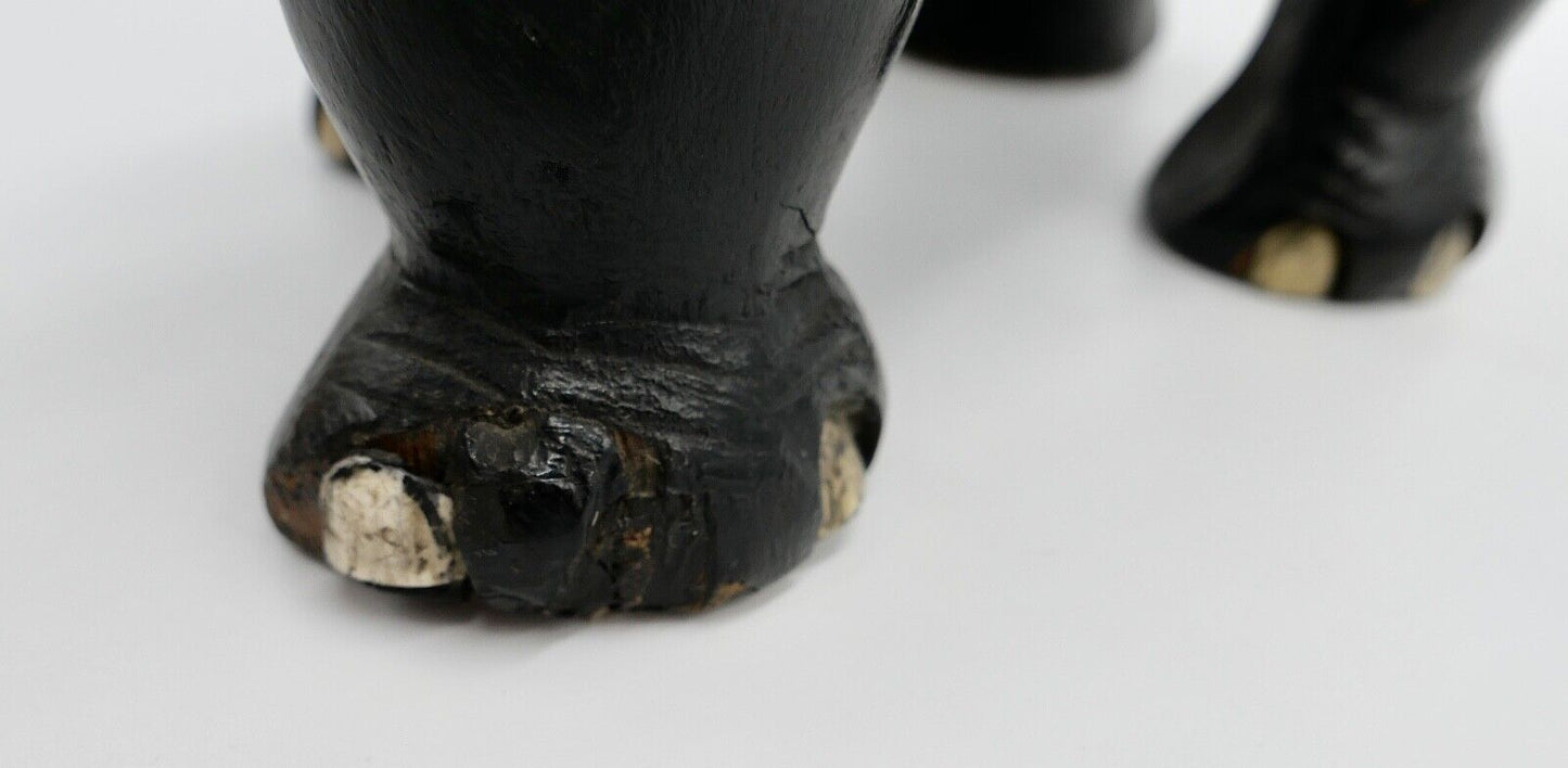 Großer massiver antiker Afrikanischer Holz Elefant 48x38 cm beschichtet 6,1 Kg - Antikhandel-Stuttgart