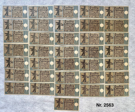 36x 50 Pfennige Geldscheine Banknote Notgeld der Stadt Berlin  UNC Bezirke 1921