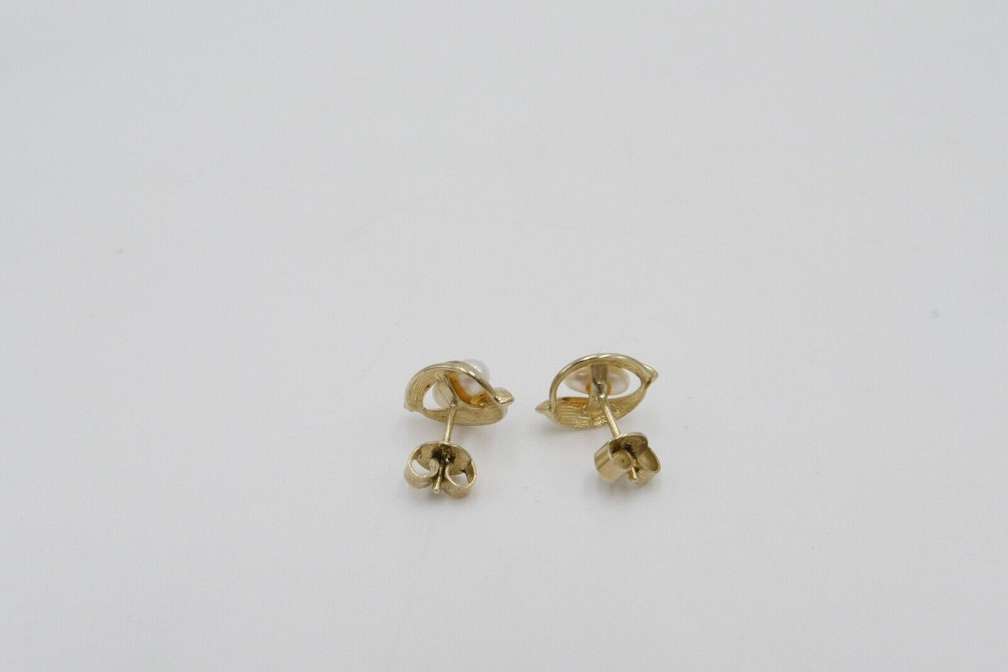 80er Jahre Gelbgold Akoya Perlen Ohrringe Ohrstecker 333 / 8K Perle Ø 6,6 mm - Antikhandel-Stuttgart