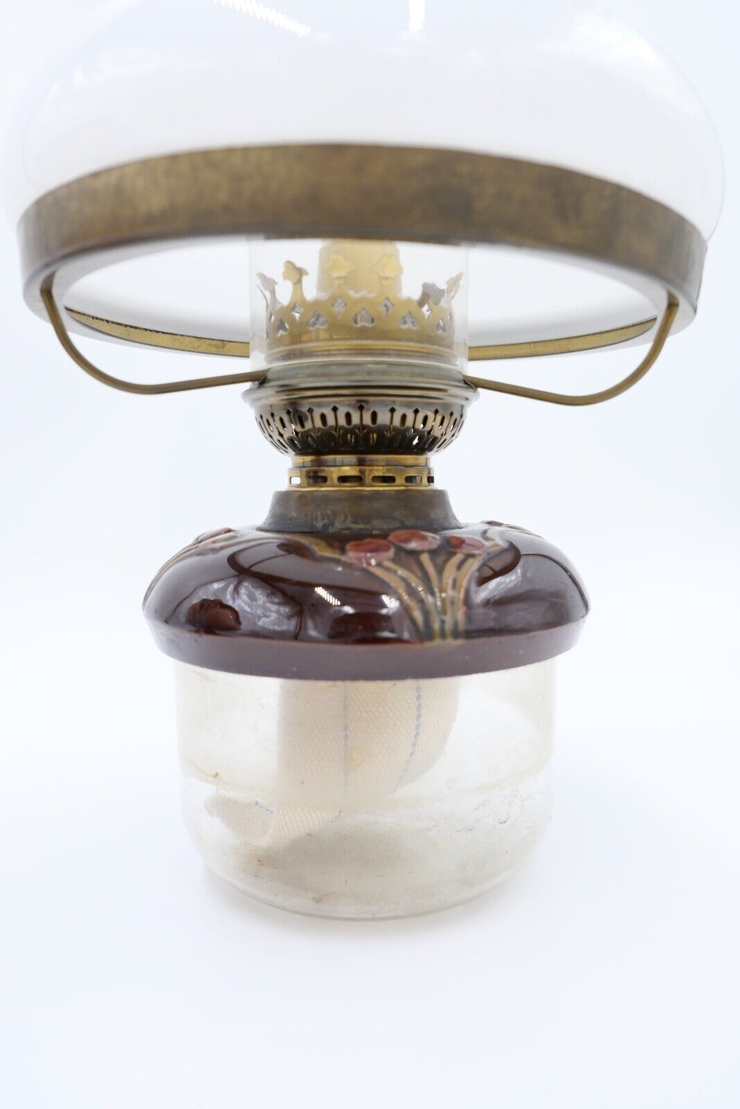 Alte Jugendstil Petroleumlampe um 1910 KARL KNEUSEL Zeulenroda Bronze Majolika - Antikhandel-Stuttgart