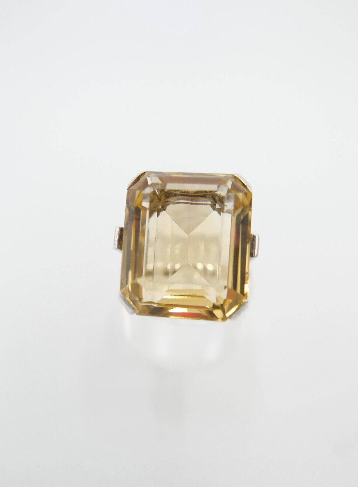 60er Jahre Damenring Gr. 56 Ring 830 Silber synthetischer Citrin - Antikhandel-Stuttgart