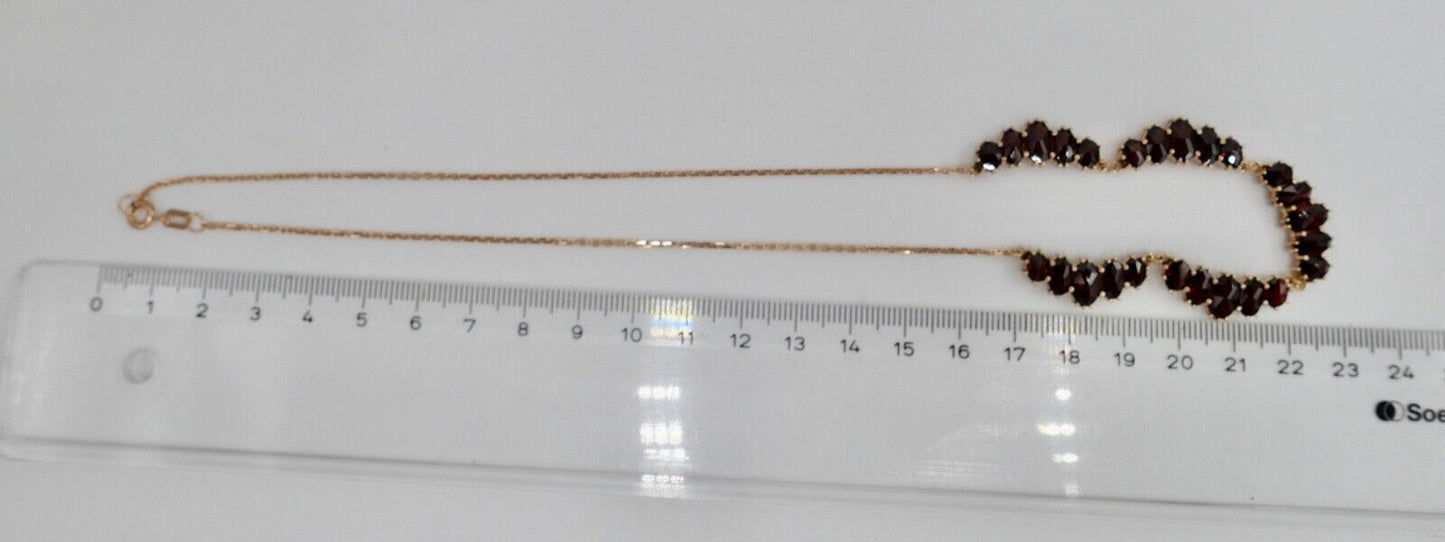 Alte Collier Kette 46cm Rotgold 333 8K Gold mit Granat - Antikhandel-Stuttgart