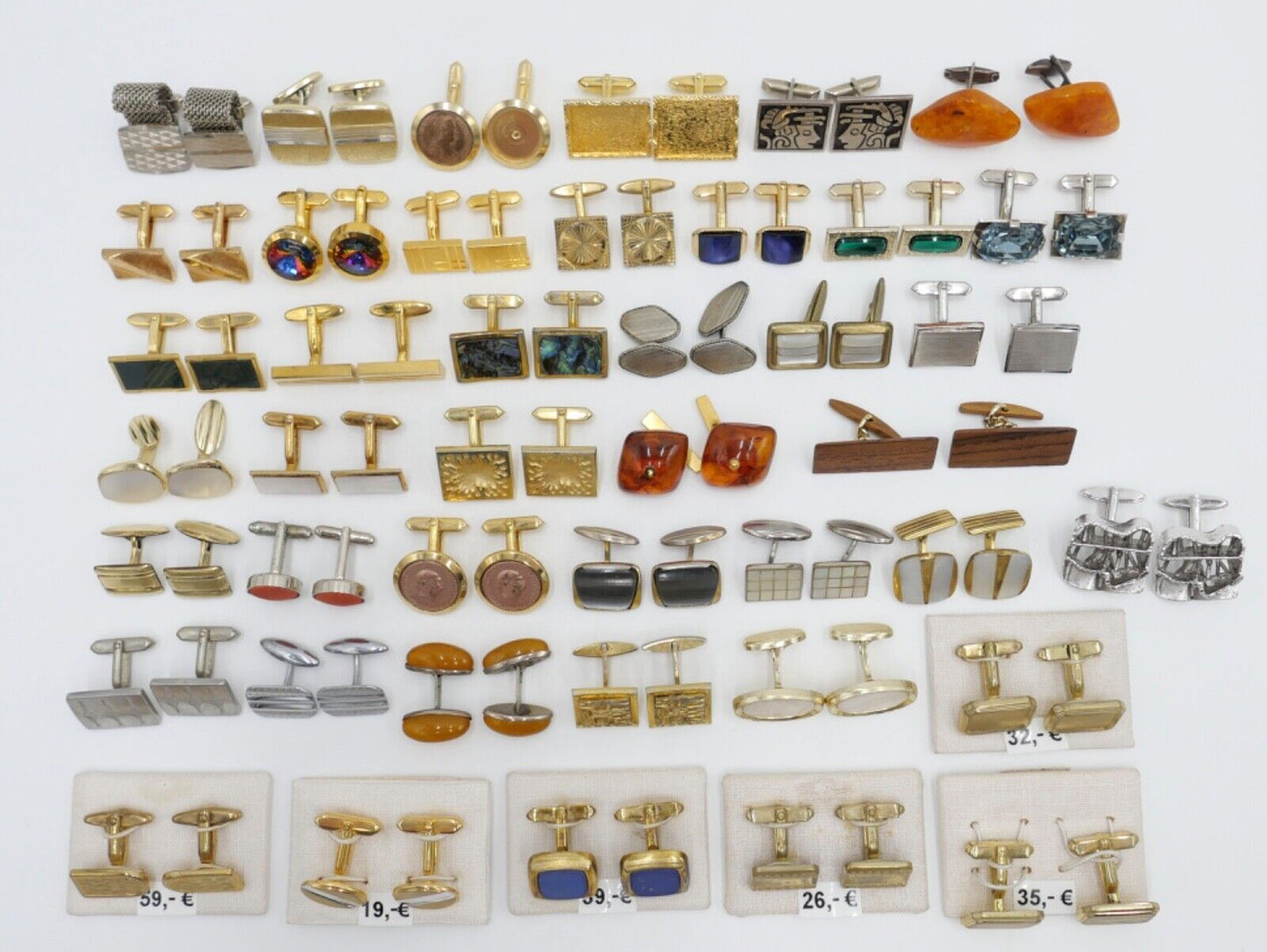 Konvolut LOT Posten Manschettenknöpfe NEU gebraucht 1960-1990er vergoldet 42 St - Antikhandel-Stuttgart