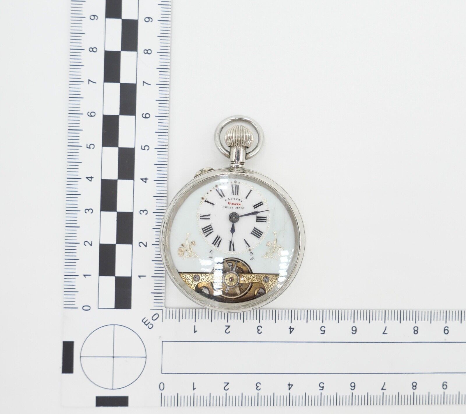 Antike Taschenuhr " CAPITAL " 8 Days pocket watch RAR selten TOP 43,5 mm - Antikhandel-Stuttgart