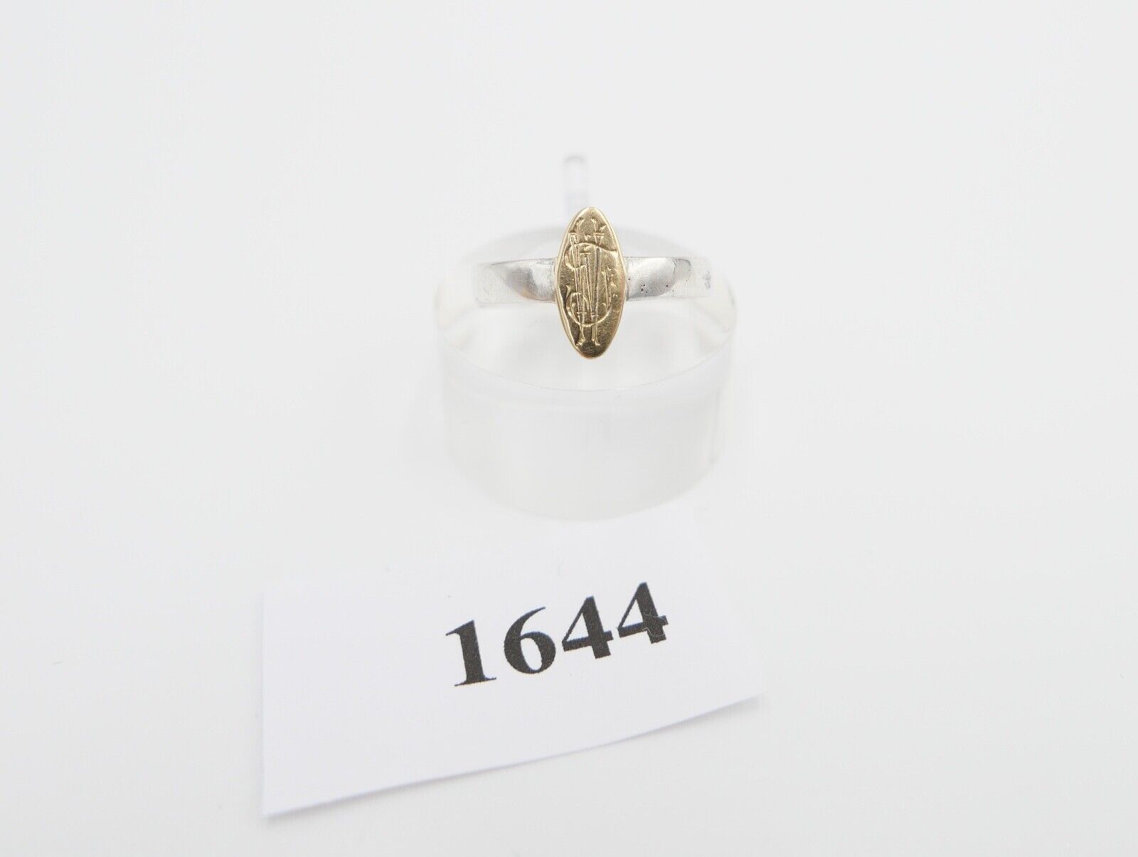 UNIKAT alter um 1900 Ring Gold - Silber Gr. 53 mit Monogramm JW WJ - Antikhandel-Stuttgart