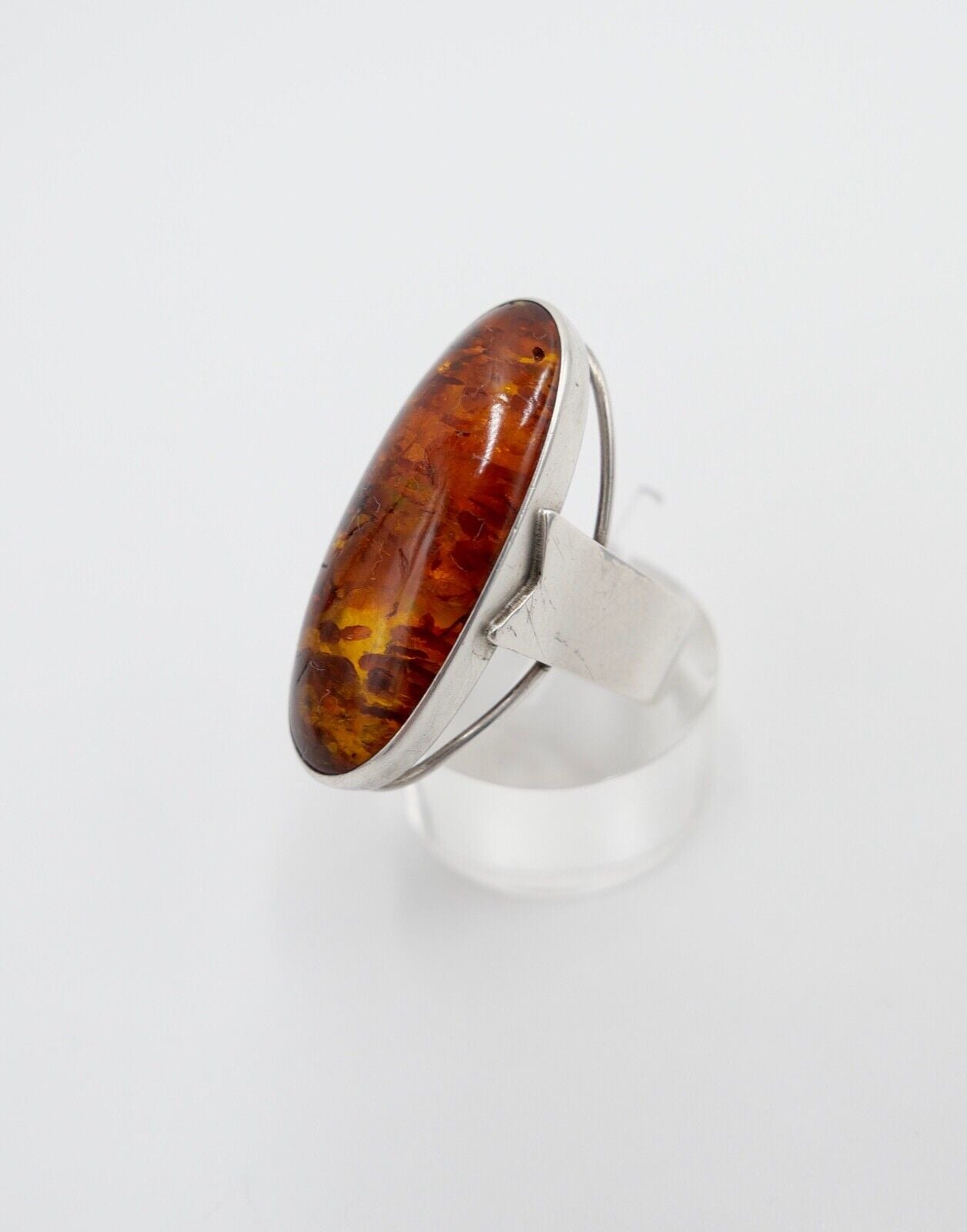 Art Deco FISCHLAND Bernstein Gr. 62 Ring 6,2 gr silber 835 vintage silver - Antikhandel-Stuttgart