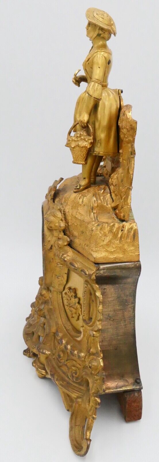 Gehäuse für Kaminuhr feuervergoldet 40 cm Höhe Weinbäuerin Messing Bronze - Antikhandel-Stuttgart