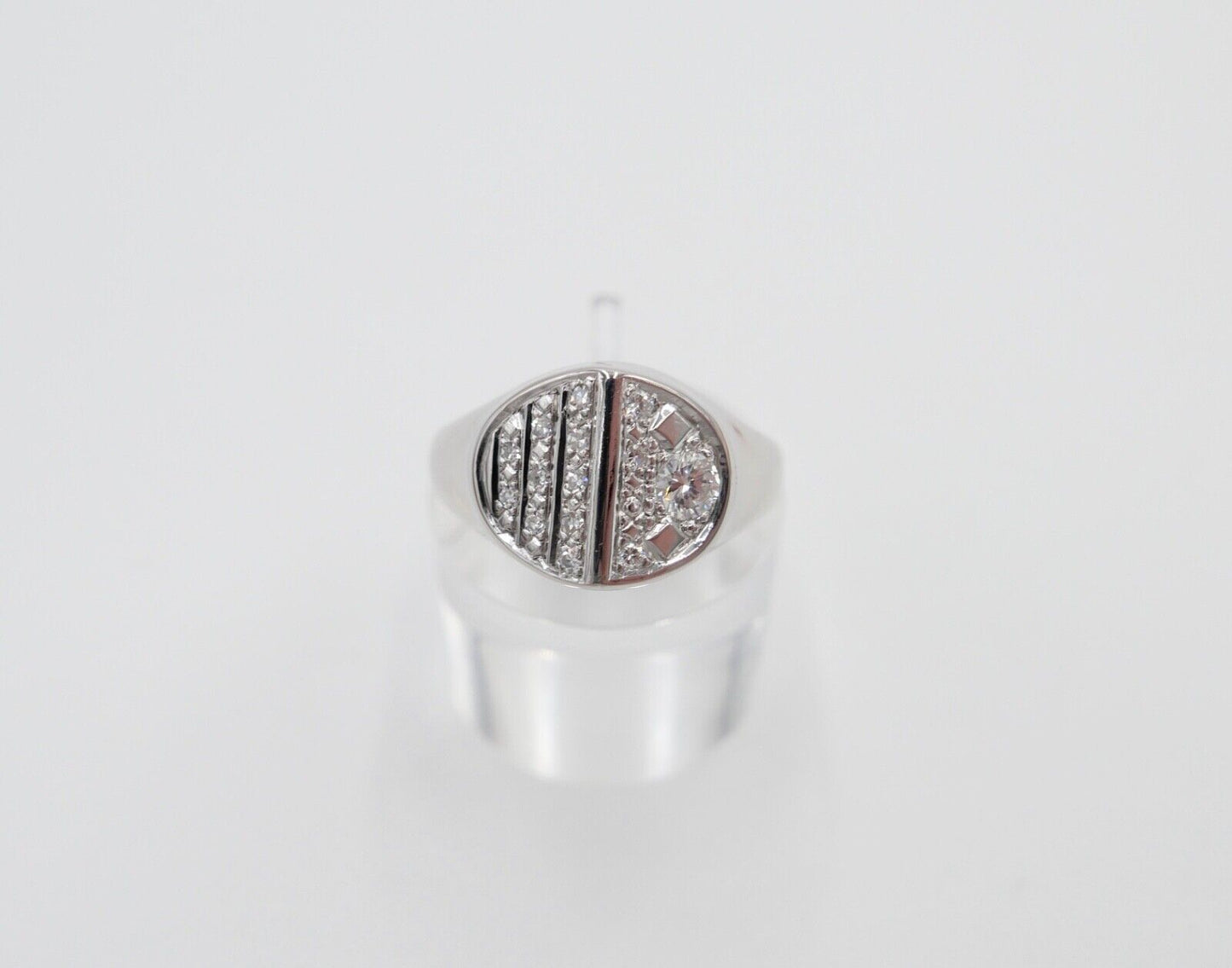 Weißgold Ring Damen 585 14K mit 14 Brillanten / Diamanten 0,31 Ctw Gr. 62 - Antikhandel-Stuttgart