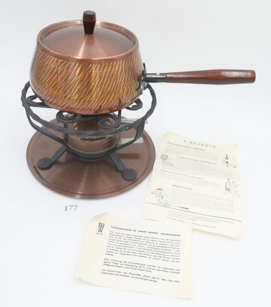 Vintage Wagner West Germany Kupfer mit Rezept Fondue Pot Retro Kitchen Decor - Antikhandel-Stuttgart