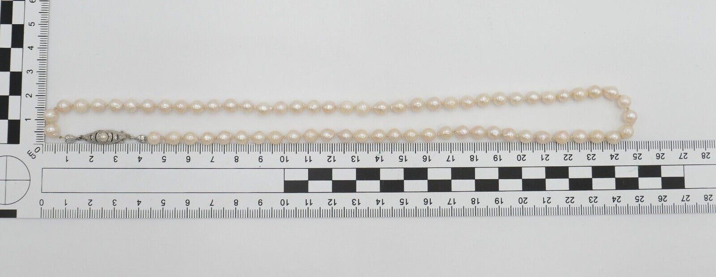 80er Jahre Akoya Perlenkette Collier 52 cm Zuchtperle Gold 333 / 8 K Ø 6 mm - Antikhandel-Stuttgart
