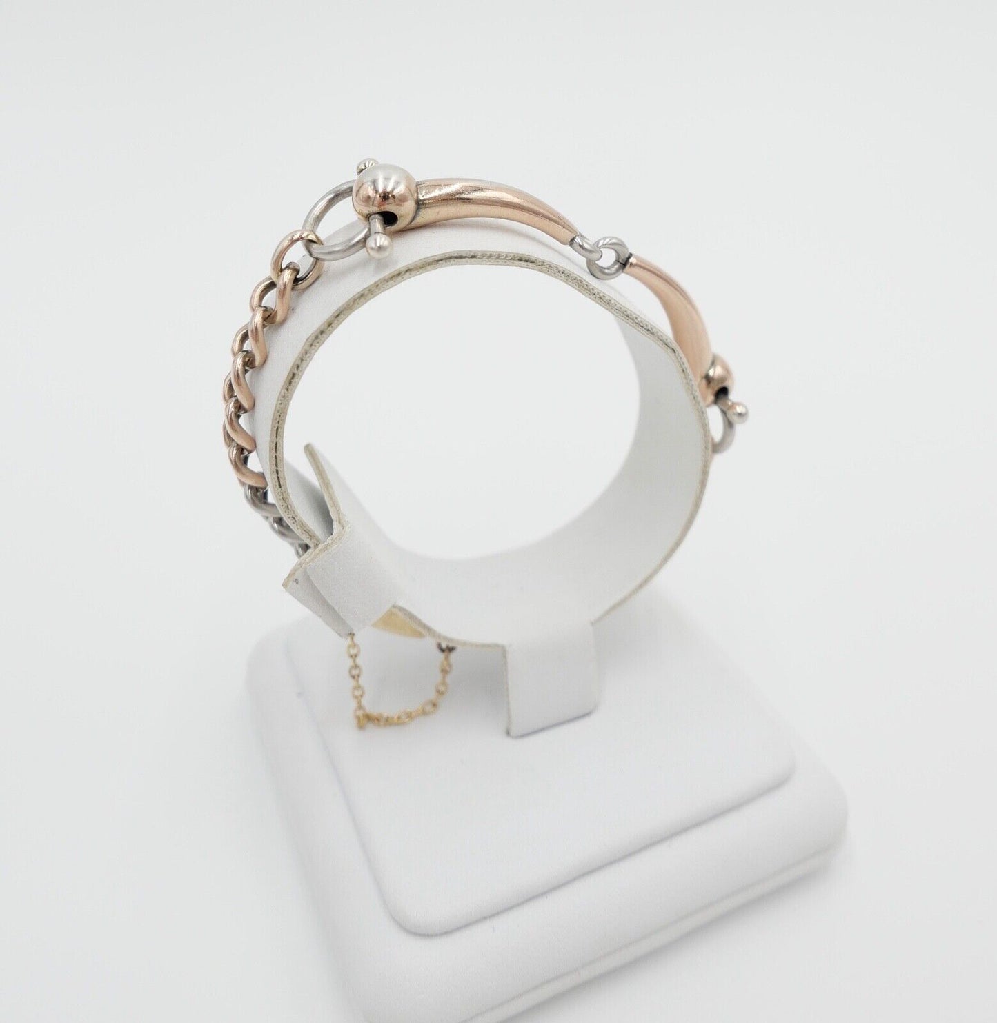 60er Jahre Pferdegebiss Armband 800 Silber vergoldet - Antikhandel-Stuttgart