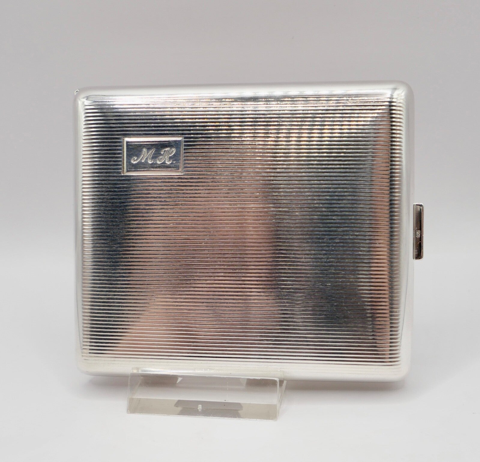 Altes Zigarettenetui 925 Silber Silberetui Gravur Monogramm Initialen M.H.