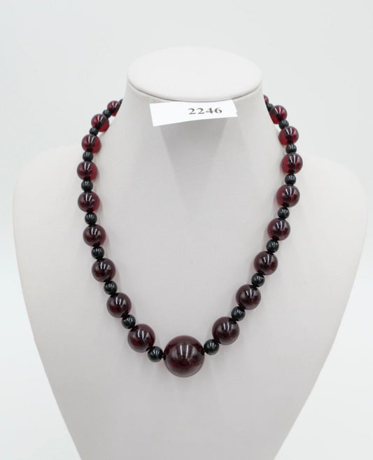 1920er Jahre Cherry Bakelit Rot Kugel bakelite Kette 44 cm - Antikhandel-Stuttgart