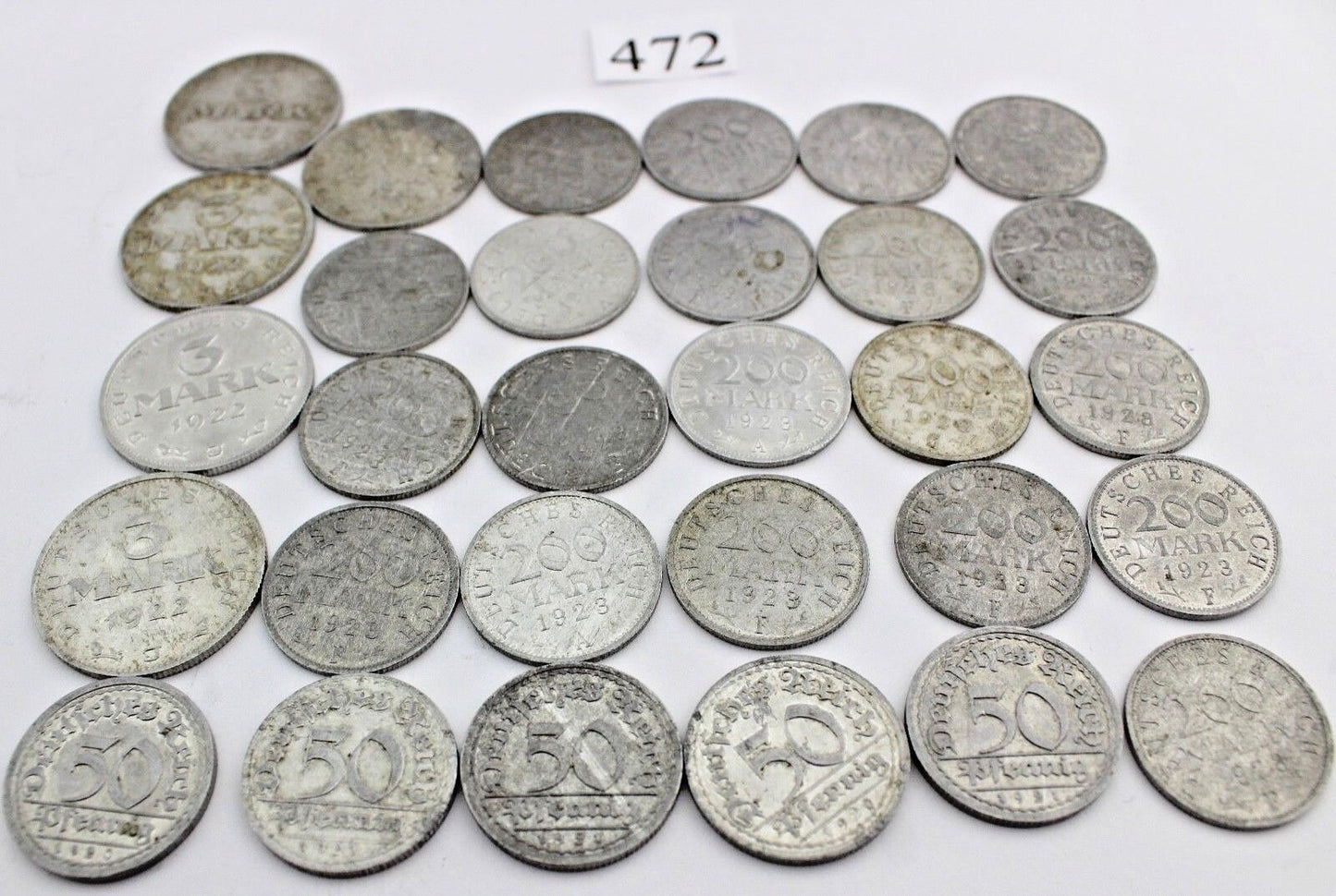 30x 3 200 500 Mark & 50 Pfennig 1920 1921 1922 1923 Jäger 301 303 304 305 - Antikhandel-Stuttgart