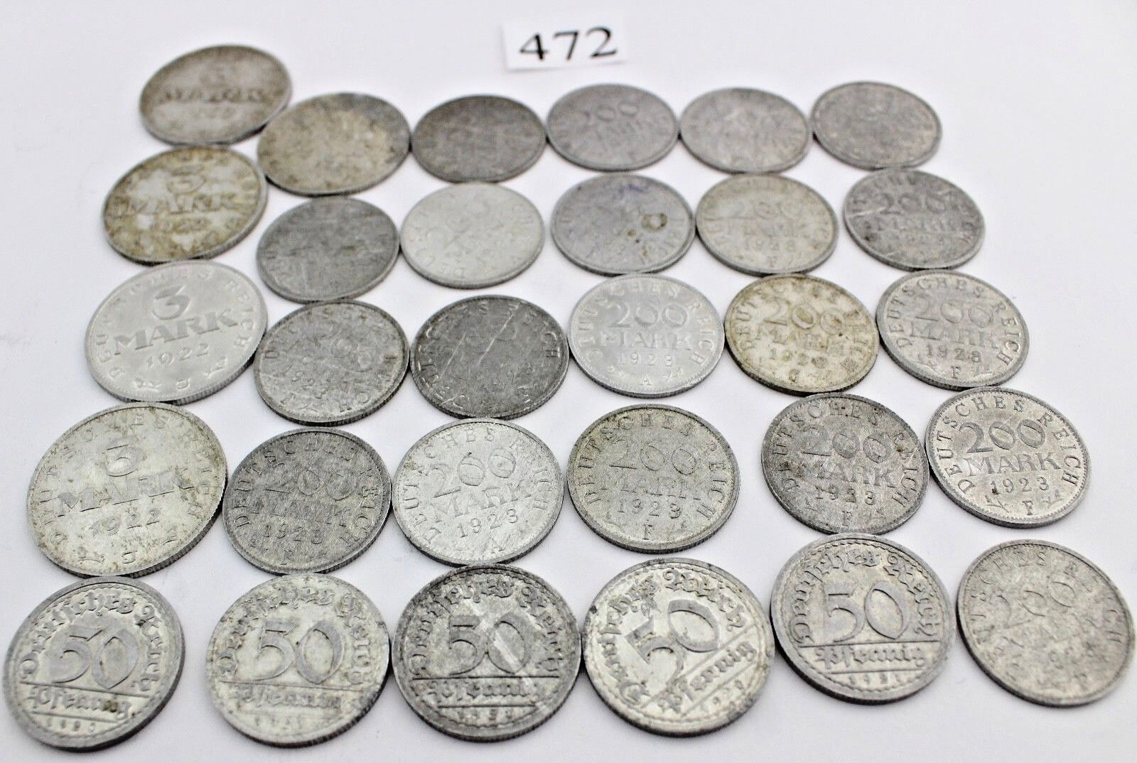 30x 3 200 500 Mark & 50 Pfennig 1920 1921 1922 1923 Jäger 301 303 304 305 - Antikhandel-Stuttgart