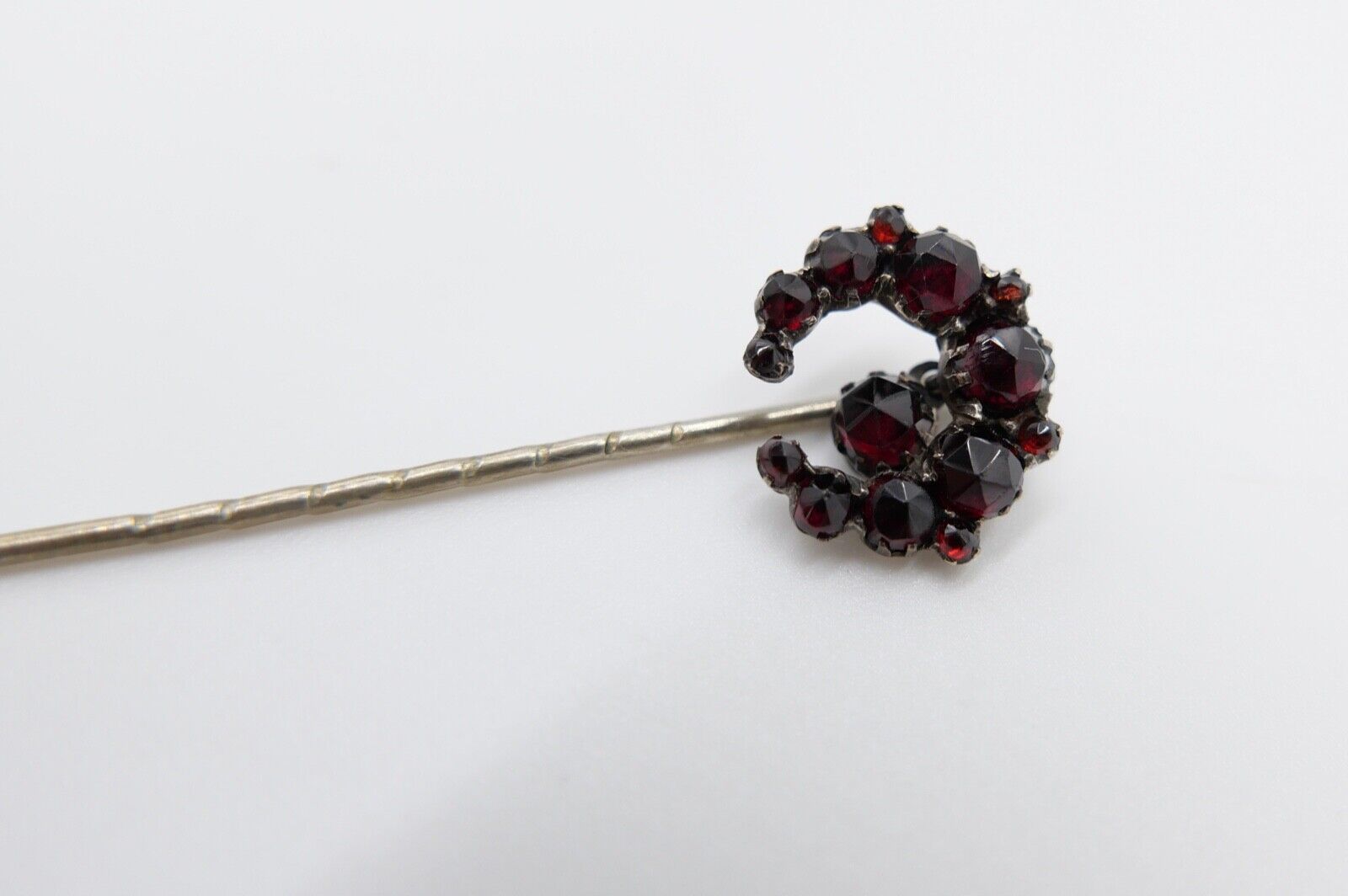 antike 19Jhd Granat Stabbrosche Brosche vergoldet brooch ø14mm gold plated Nadel - Antikhandel-Stuttgart