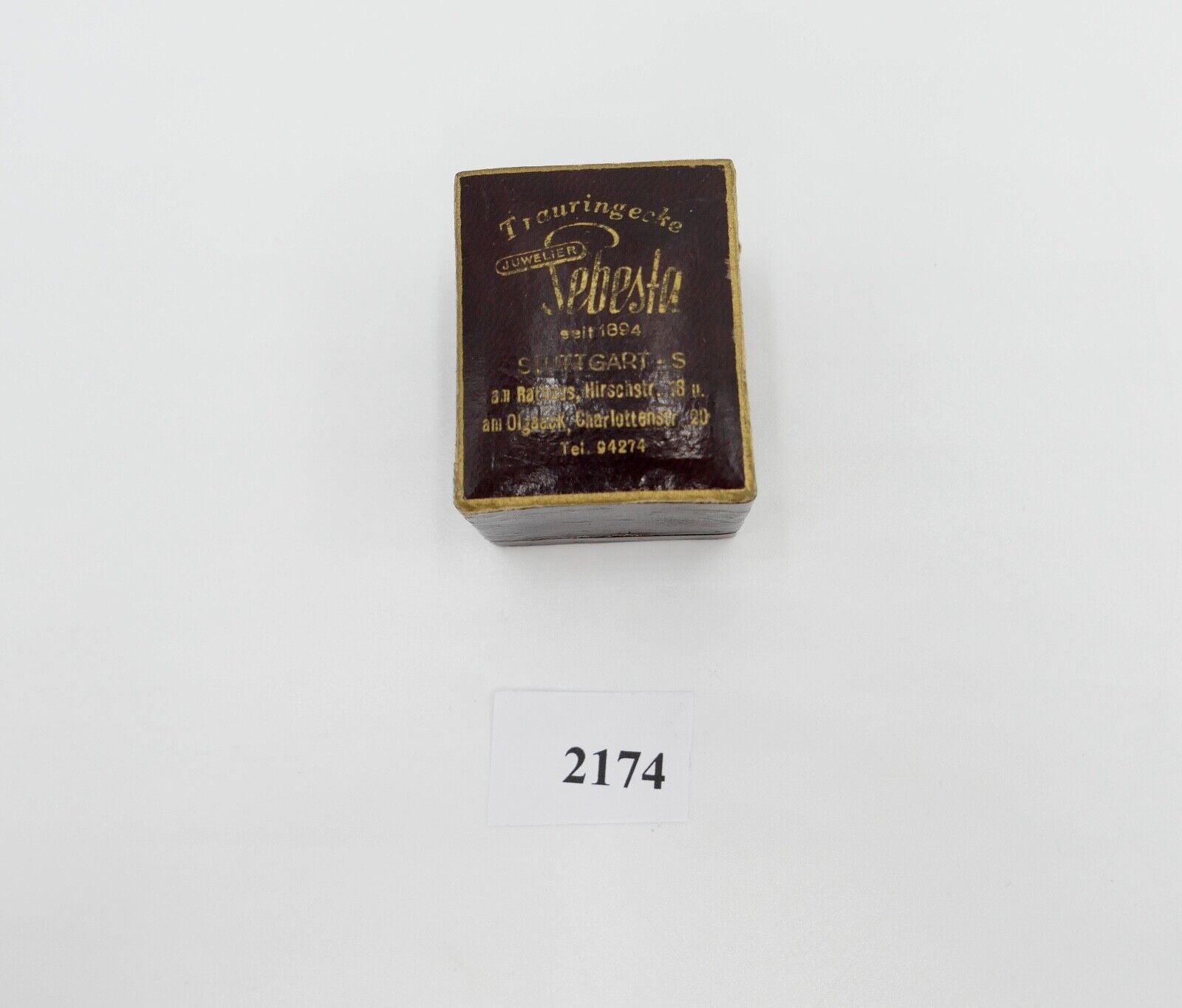 antikes Ringetui Etui Box Aufbewahrung Schatulle " Juwelier Sebesta Stuttgart " - Antikhandel-Stuttgart