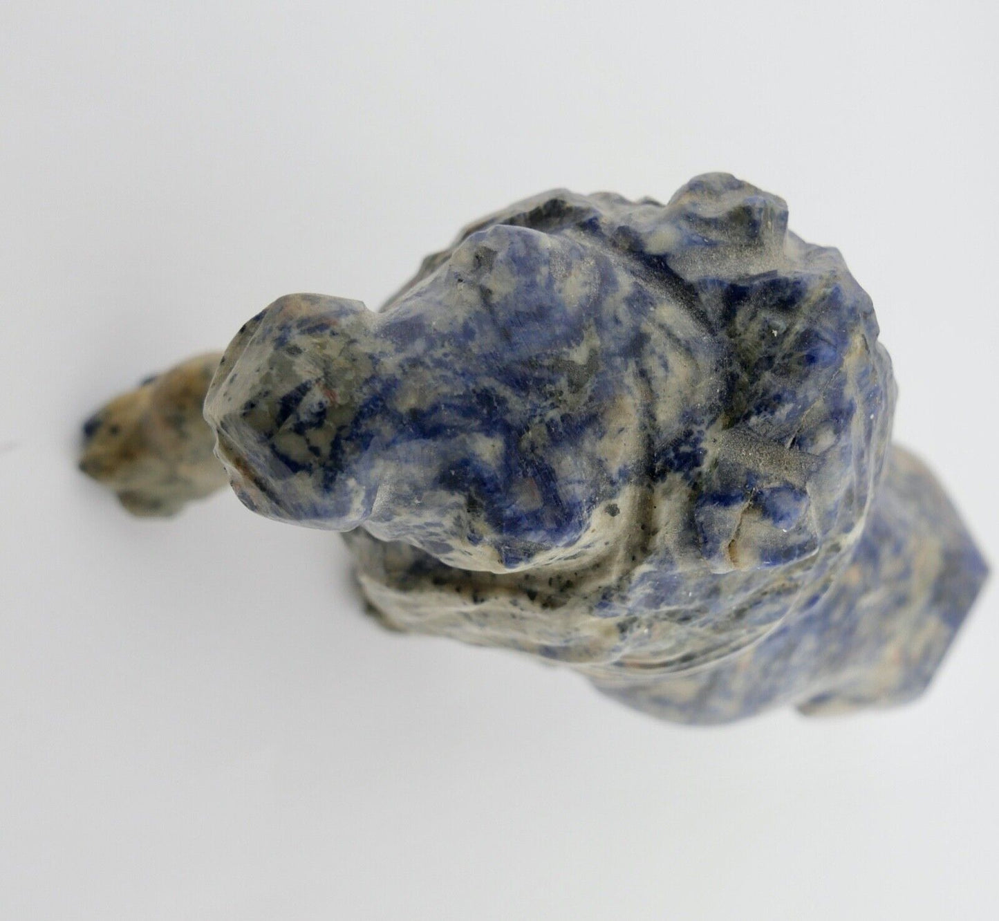 Schreitender Löwe aus blauem Marmor Vitrinenobjekt Handarbeit UNIKAT 22 cm - Antikhandel-Stuttgart