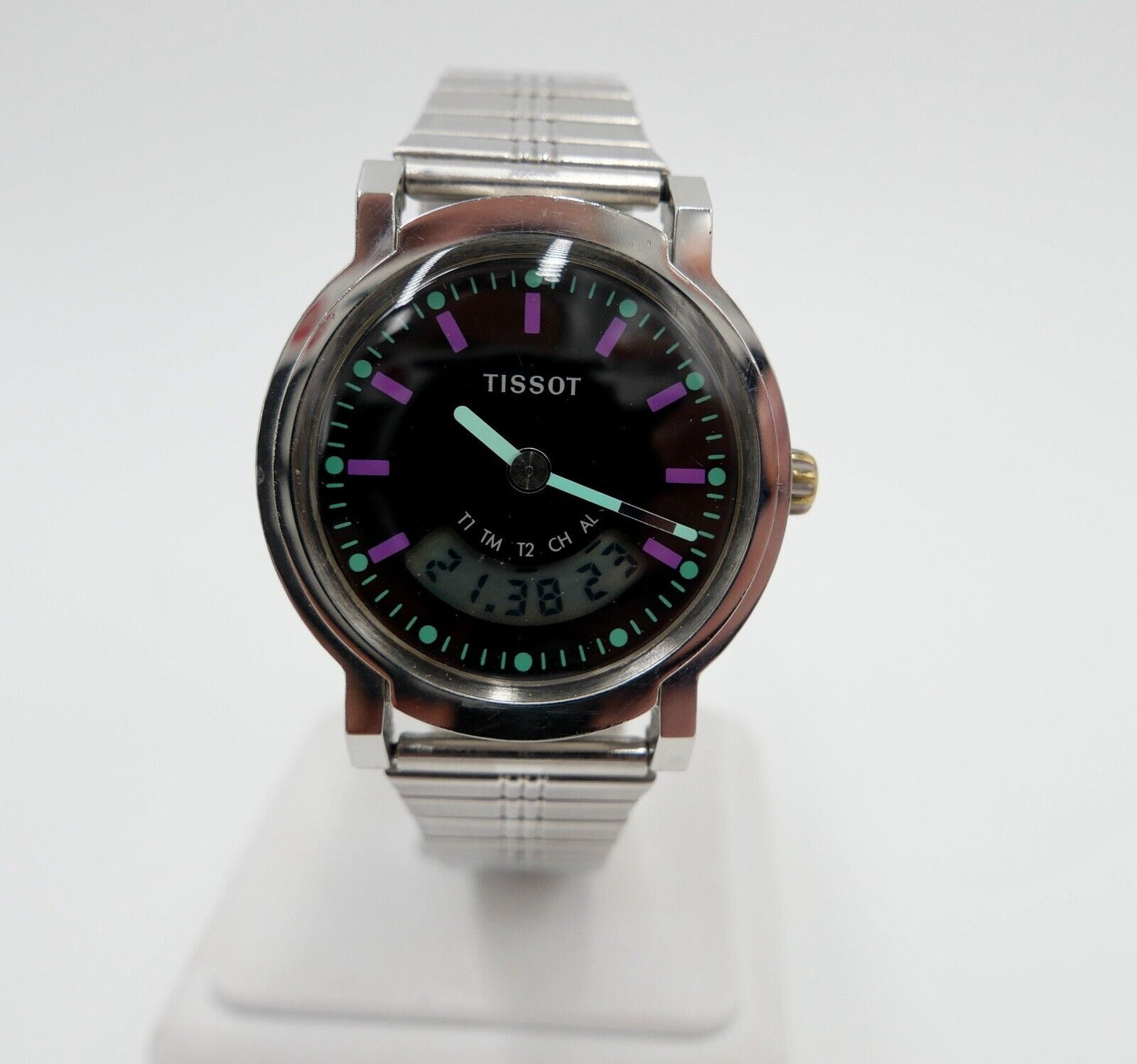 TISSOT D380 Edelstahl Herrenuhr Quarz Digital 80er Jahre ADA DIGI - Antikhandel-Stuttgart