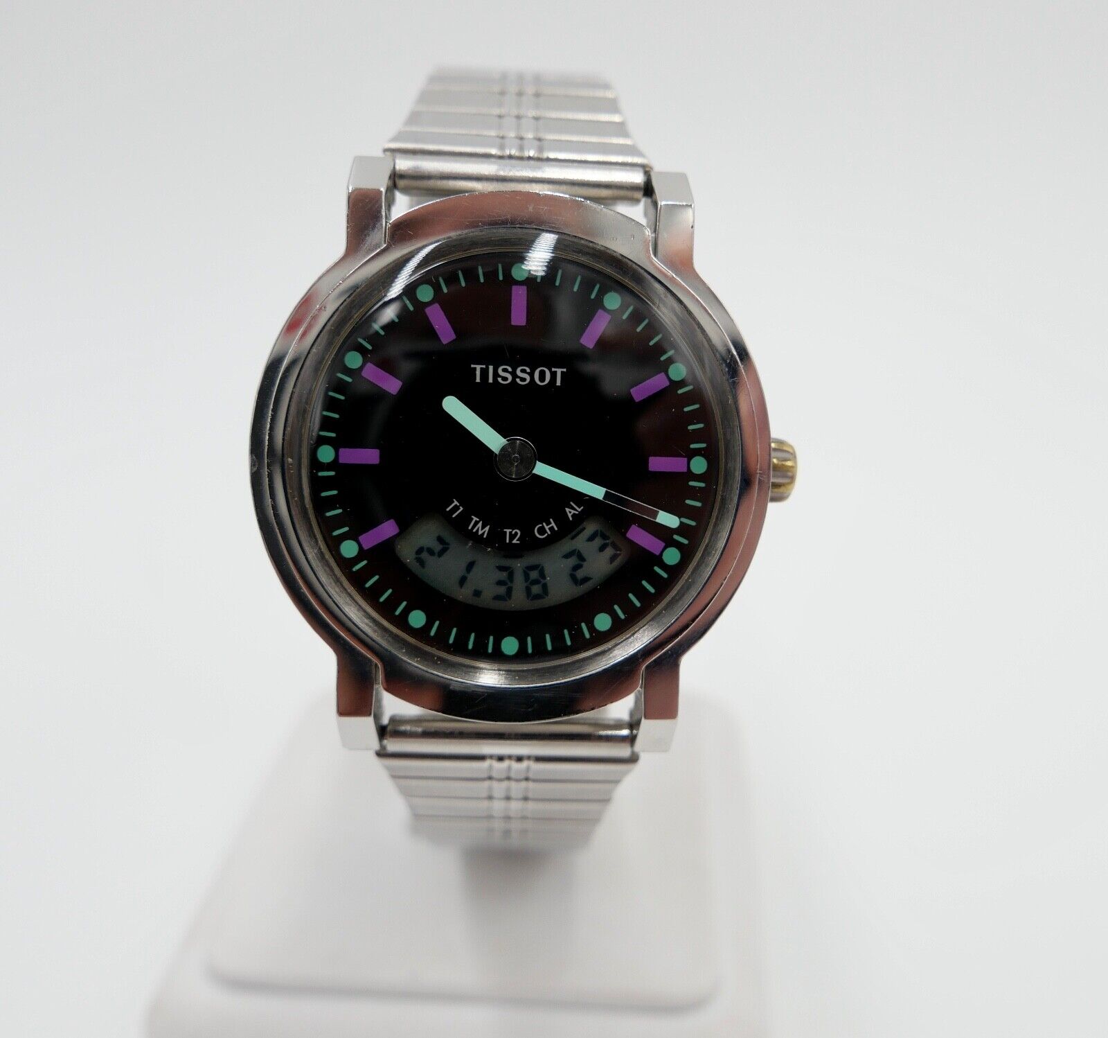 TISSOT D380 Edelstahl Herrenuhr Quarz Digital 80er Jahre ADA DIGI - Antikhandel-Stuttgart