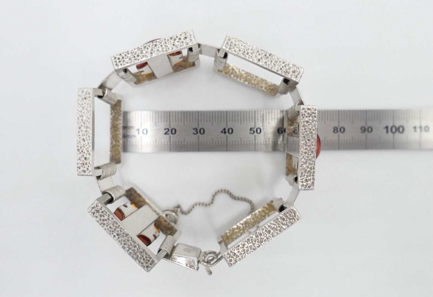 vinatge FISCHLAND Bernstein Armband 58,6 gr silber 835 Amber - Antikhandel-Stuttgart