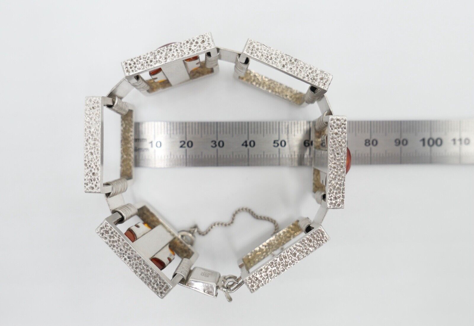 vinatge FISCHLAND Bernstein Armband 58,6 gr silber 835 Amber - Antikhandel-Stuttgart