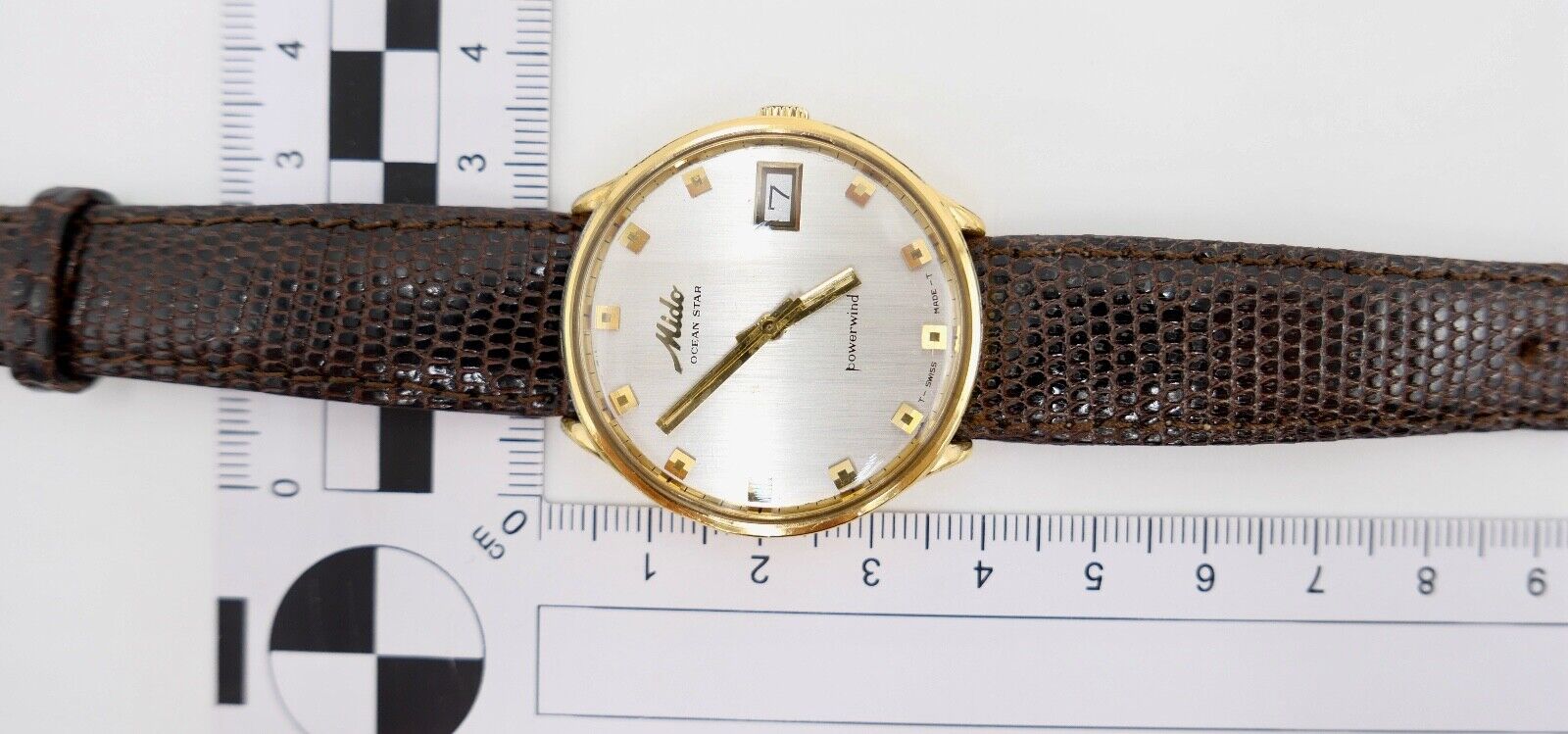 Mido OCEAN STAR powerwind Automatic 5057 vergoldet Ø 36mm Herren Armbanduhr 60er - Antikhandel-Stuttgart