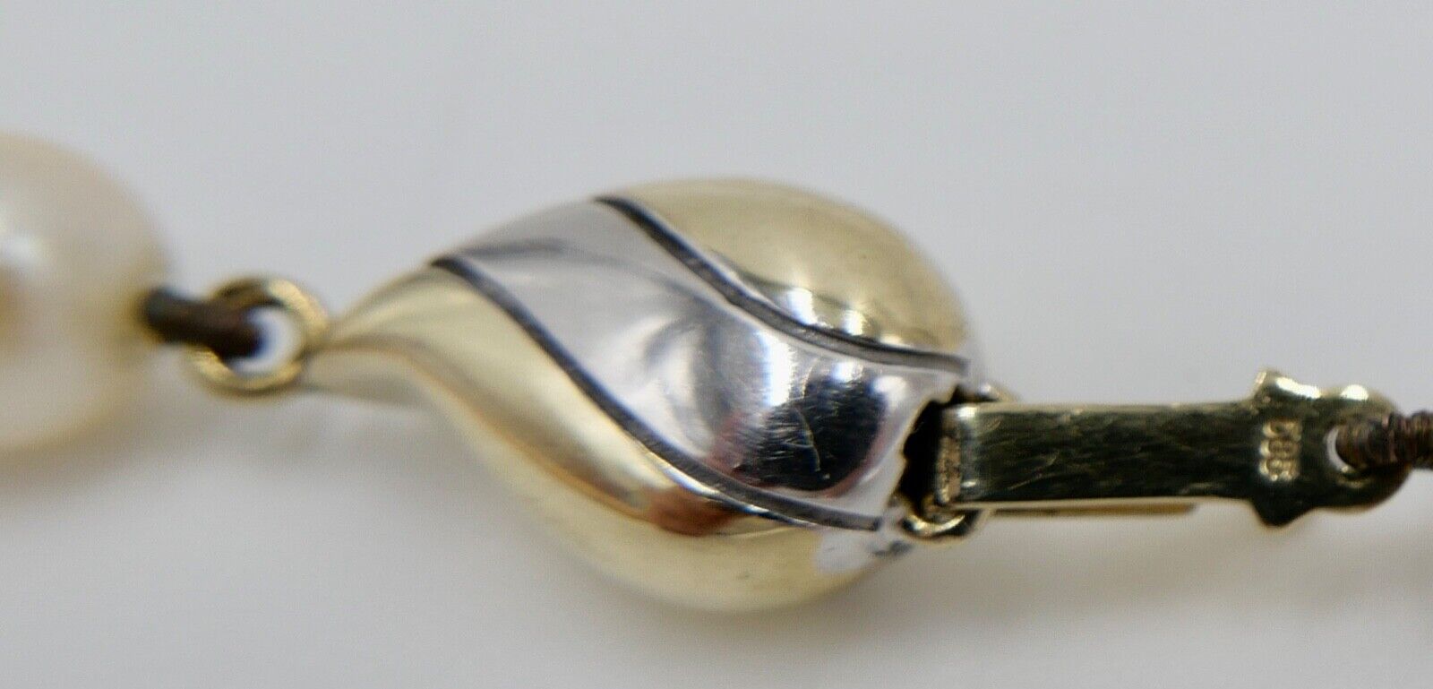 Bicolor Perlenkette Collier Zuchtperlen 46 cm Gold 585 / 14K Perlen Ø 7mm - Antikhandel-Stuttgart