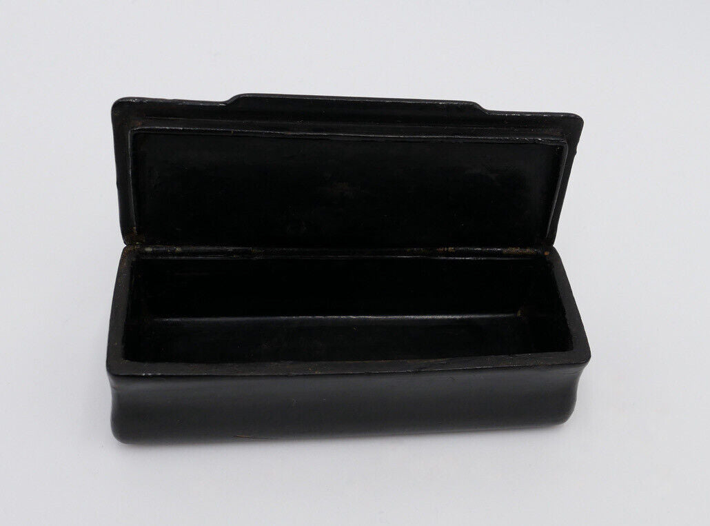 Antikes Döschen 90x38mm Frankreich schwarz Lack um 1880 Holzdose - Antikhandel-Stuttgart