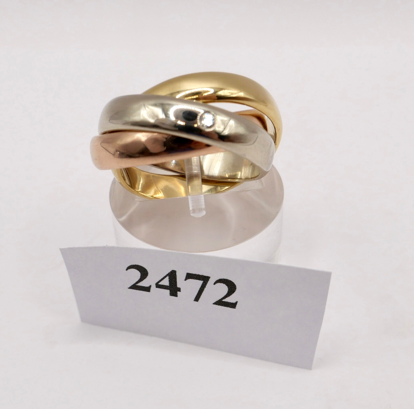 Tricolor Dreifach Dreier Damen Ring Gold 750 18K Gr. 55 Brillant Pierre Niederer